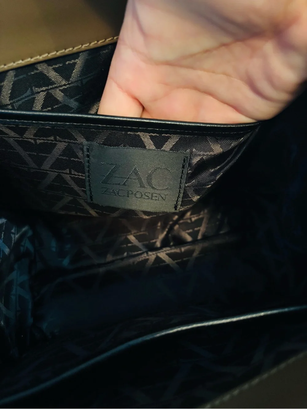 Rare Zac Posen Eartha Top-Handle Mini Crossbody Taupe Olive Brown Gold